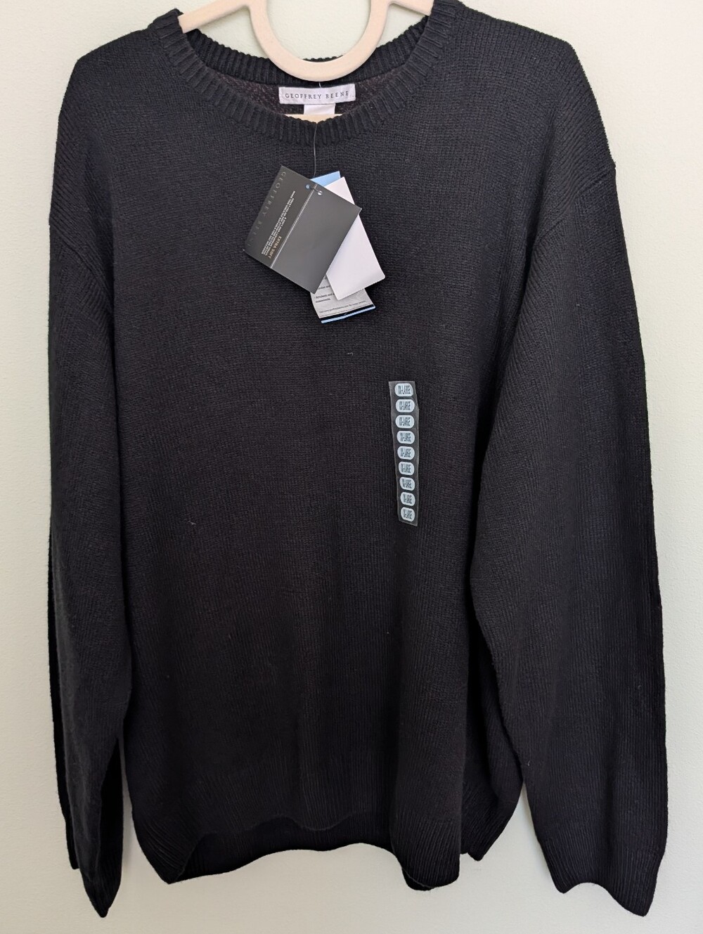 Geoffrey Beene Men’s Black Crewneck Sweater XXL NWT Elbow Patches